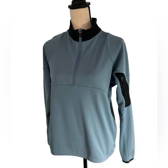 Pearl Izumi 1/2 Zip Pullover Jacket Blue Gray Size Large Arm Pocket - Picture 2 of 14
